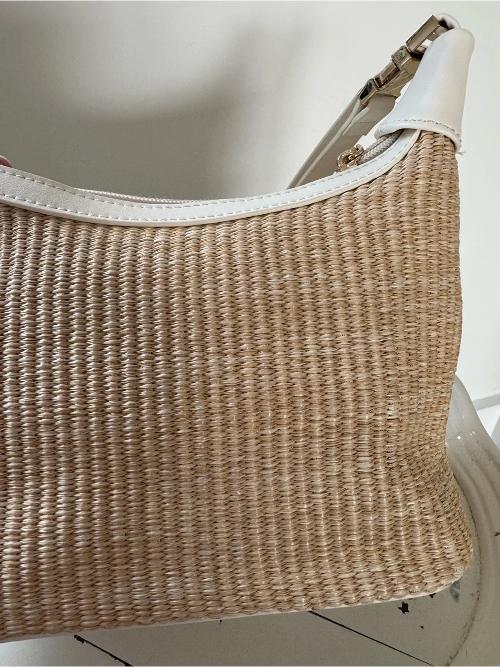 Bostanten Woven Cream & Natural Straw Coastal, Vacation, Neutral Shoulder Bag